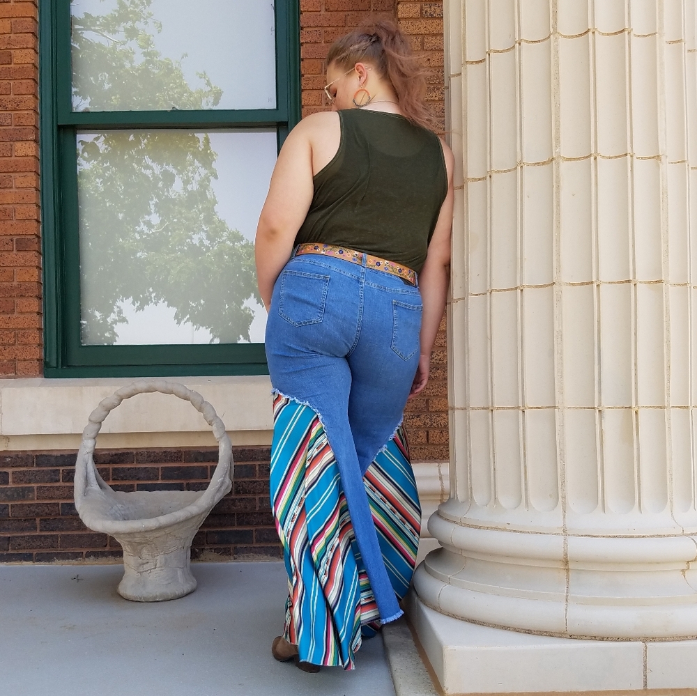 Lucky and Blessed L&B Teal Serape Plus Size Jeans - Picture 10 of 15